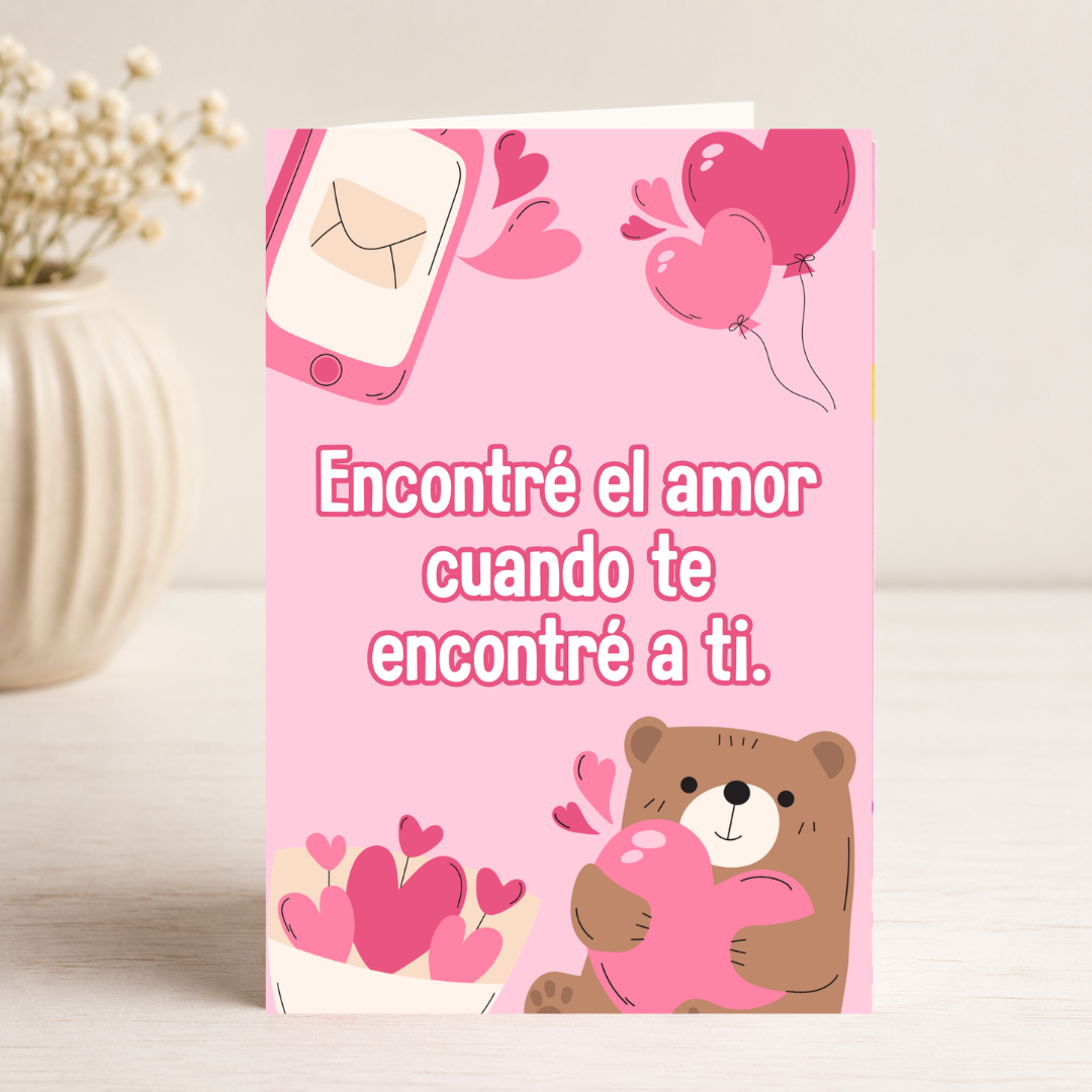 $1 / Tarjeta Musical Imprimible de Amor Romántica + Sorpresa Interactiva QR (Edición Cuando Te Encontré A Ti & Kawaii Bear Mail)
