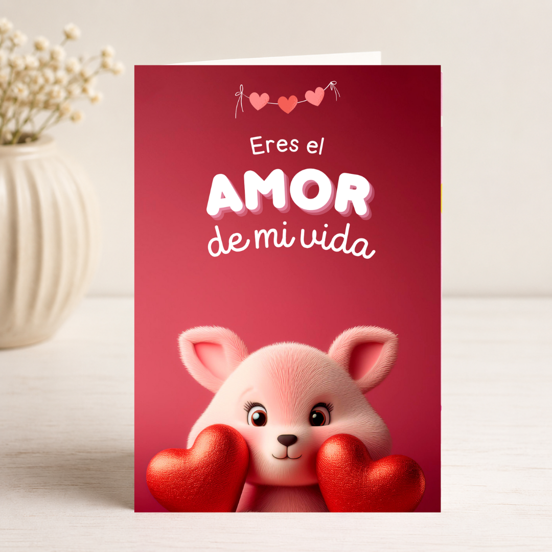 $1 / Tarjeta Musical Imprimible de Amor Romántica + Sorpresa Interactiva QR (Edición Amor de Mi Vida & Red Velvet 3D Fluffy Character)