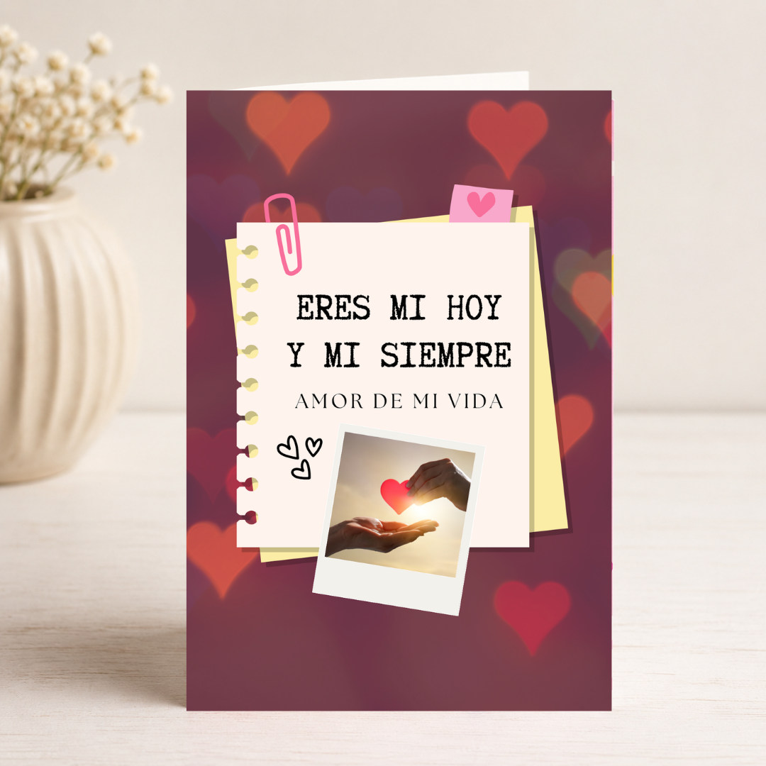 $1 / Tarjeta Musical Imprimible de Amor Romántica + Sorpresa Interactiva QR (Edición Mi Hoy y Mi Siempre & Polaroid Scrapbook)
