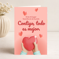 $1 / Tarjeta Musical Imprimible de Amor Romántica + Sorpresa Interactiva QR (Edición Contigo Todo Es Mejor & Claymation 3D Hearts)