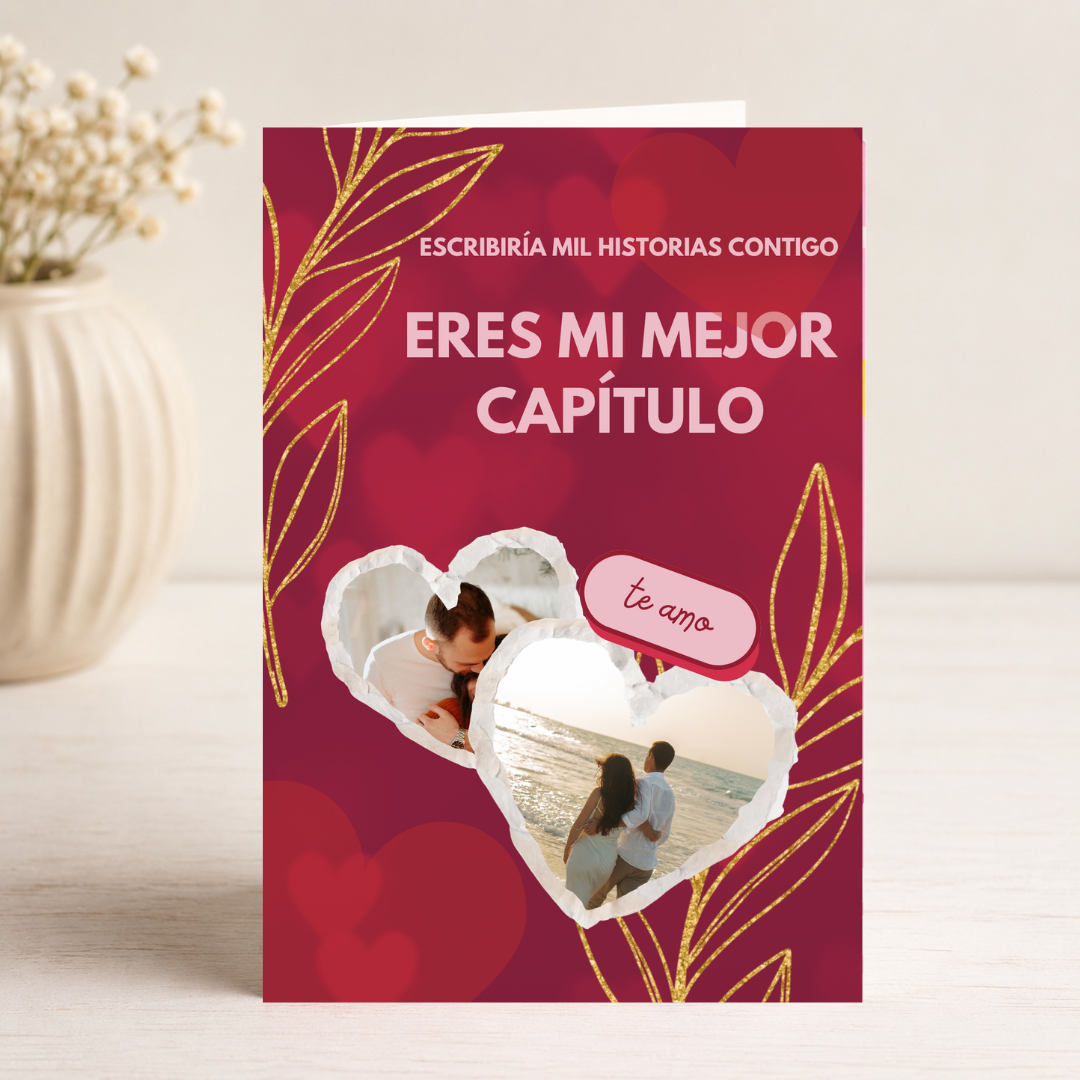 $1 / Tarjeta Musical Imprimible de Amor Romántica + Sorpresa Interactiva QR (Edición Mi Mejor Capítulo & Golden Foliage Scrapbook)