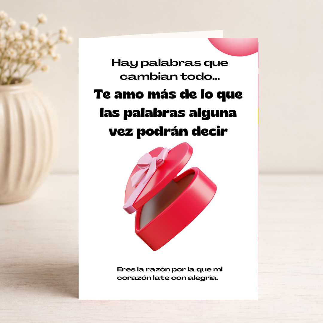 $1 / Tarjeta Musical Imprimible de Amor Romántica + Sorpresa Interactiva QR (Edición Te Amo Más Que Las Palabras & 3D Chocolate Box)