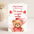 $1 / Tarjeta Musical Imprimible de Amor Romántica + Sorpresa Interactiva QR (Edición Modo Mi Mundo Es Mejor Contigo & Watercolor Teddy)