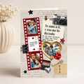 $1 / Tarjeta Musical Imprimible de Amor Personalizable + Sorpresa Interactiva QR (Edición Scrapbook Vintage & Love Film Strip)
