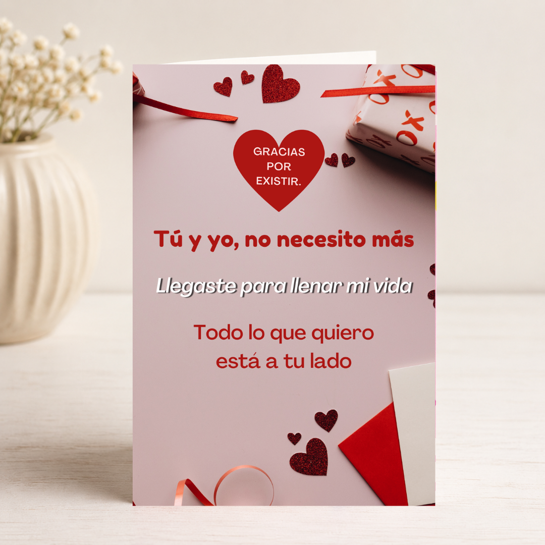 $1 / Tarjeta Musical Imprimible de Amor Romántica + Sorpresa Interactiva QR (Edición Gracias Por Existir & Romantic Gift Flatlay)