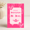 $1 / Tarjeta Musical Imprimible de Aniversario Romántica + Sorpresa Interactiva QR (Edición Feliz Aniversario Mi Amor & Pink Hearts Lock)