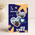 $1 / Tarjeta Musical Imprimible de Amor Personalizable + Sorpresa Interactiva QR (Edición Te Amo Mi Vida & Blue Collage Night)