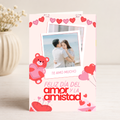 $1 / Tarjeta Musical Imprimible de Amor y Amistad Personalizable + Sorpresa Interactiva QR (Edición Polaroid Teddy & Feliz Día del Amor y la Amistad)
