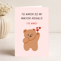 $1 / Tarjeta Musical Imprimible de Amor Romántica + Sorpresa Interactiva QR (Edición Tu Amor Es Mi Mayor Regalo & Cute Winking Teddy)